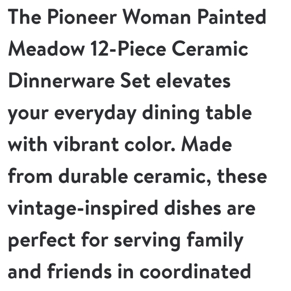 ❤️ New Pioneer Woman Painted Meadow 12-Piece Dinnerware Set - Picture 2 of 8